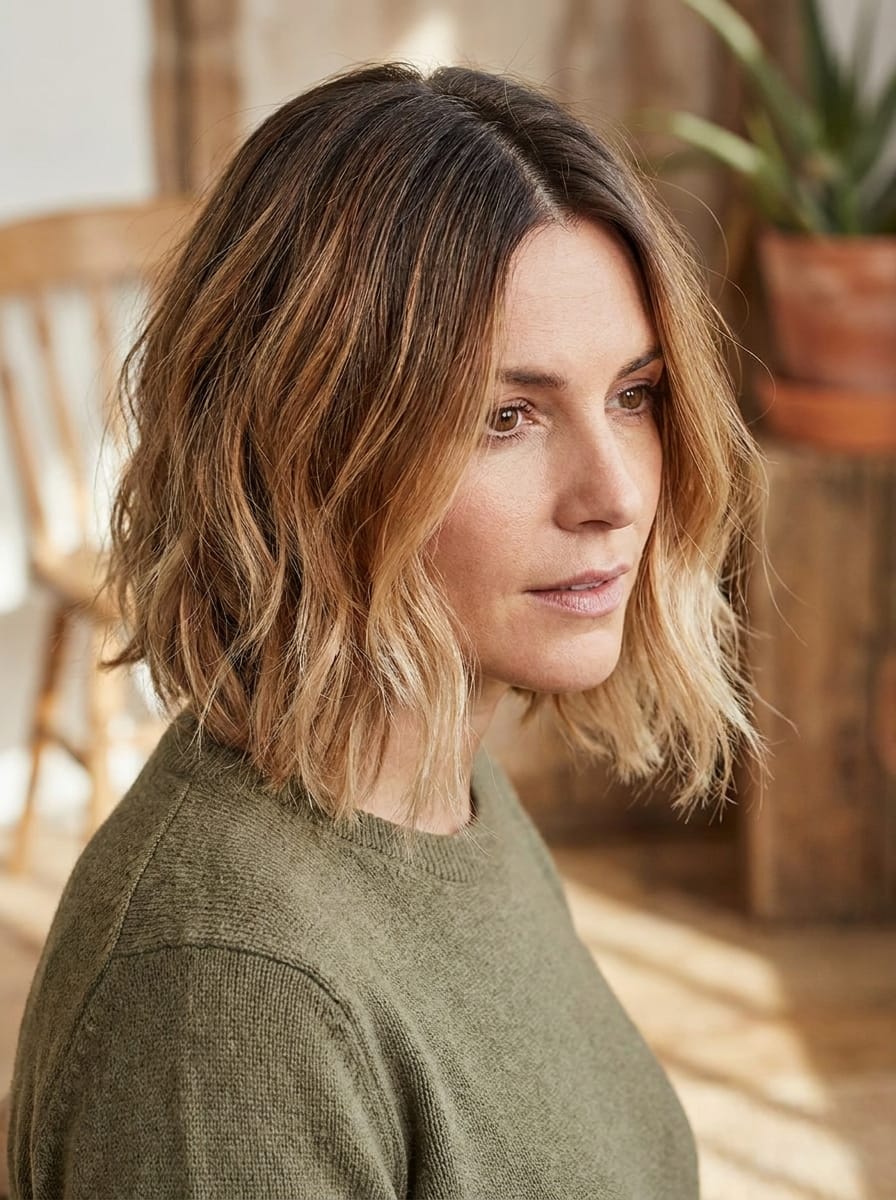 Natürlich herausgewachsener Balayage Bob - Balayage Bob